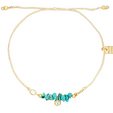 Pura Vida -  Dainty Turquoise Bead Gold Charm Bracelet