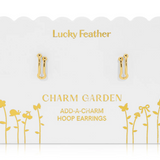Charm Garden Gold Hoop Earrings- Lucky Feather