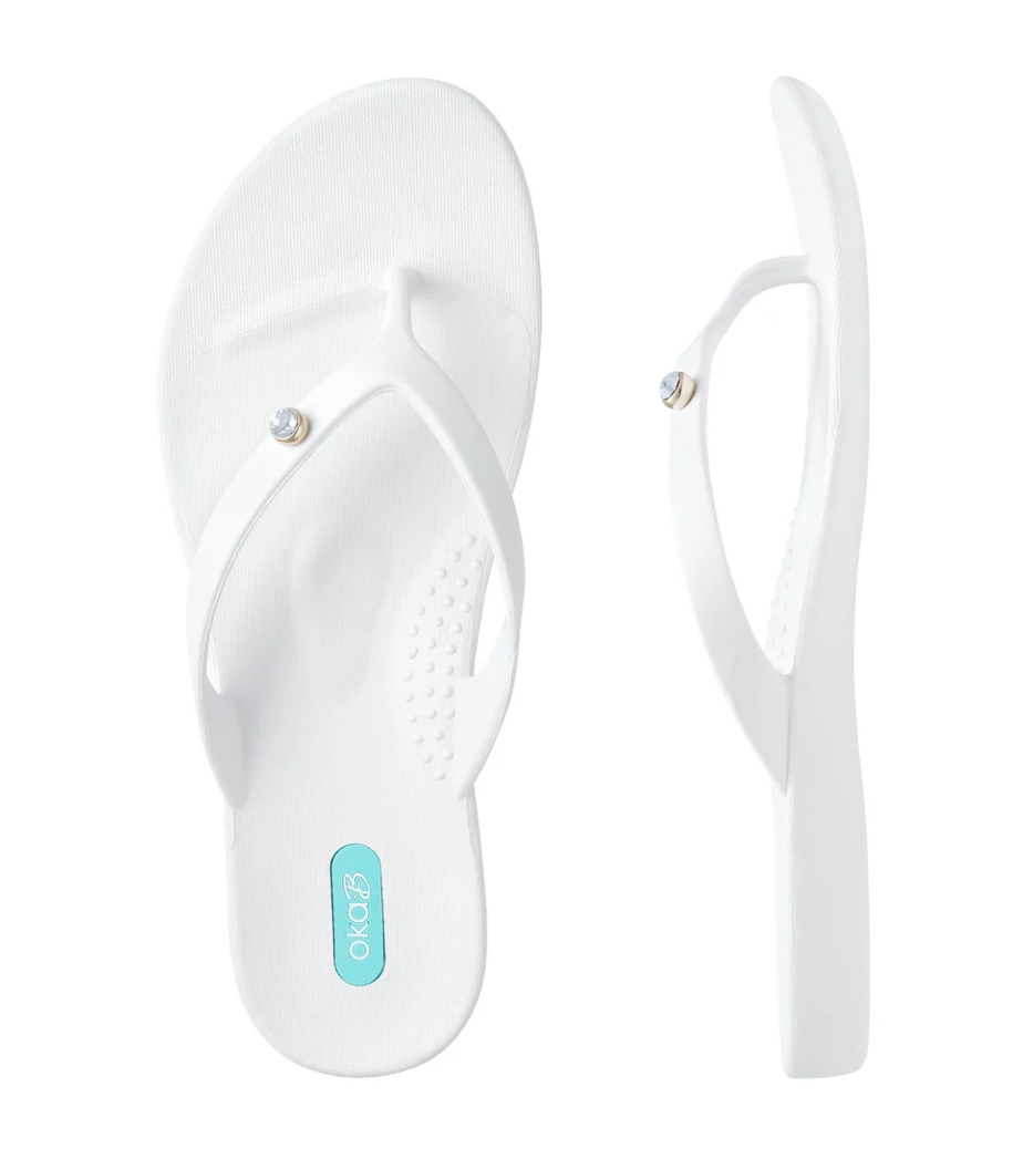 Millie Charmed Sandals w/ Diamond Charm by Oka B - Salt White