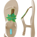 Palmer Sandals w/ Palm Tree & Ankle Strap by Oka B - Chai Tan