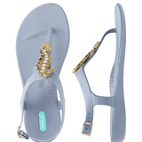 Cordelia Sandals w/ Seahorse & Ankle Strap by Oka B - Dusty Blue