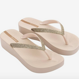 Mesh Chic Platform Fem Sandals by Ipanema - Beige Glitter
