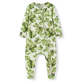 Cotton Stretch Baby Zipper Footed Romper - Island Leaf