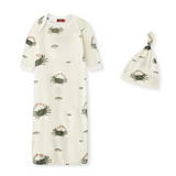 Cotton Newborn Hat And Gown Set by Milkbarn- Coastal Crab