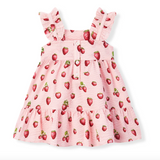 Ruffled Tiered Dress by Milkbarn- Strawberry