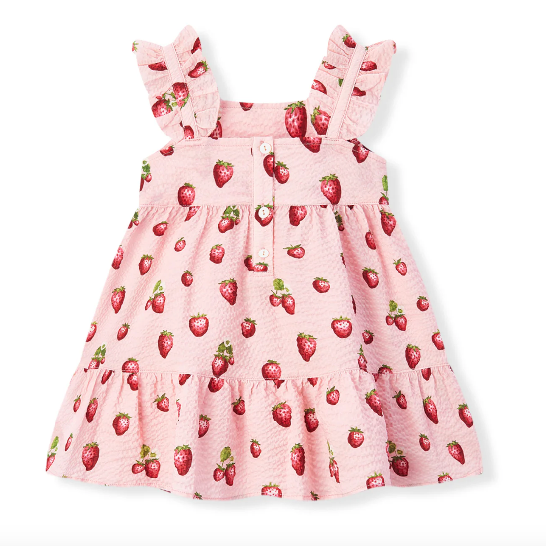 Ruffled Tiered Dress by Milkbarn- Strawberry