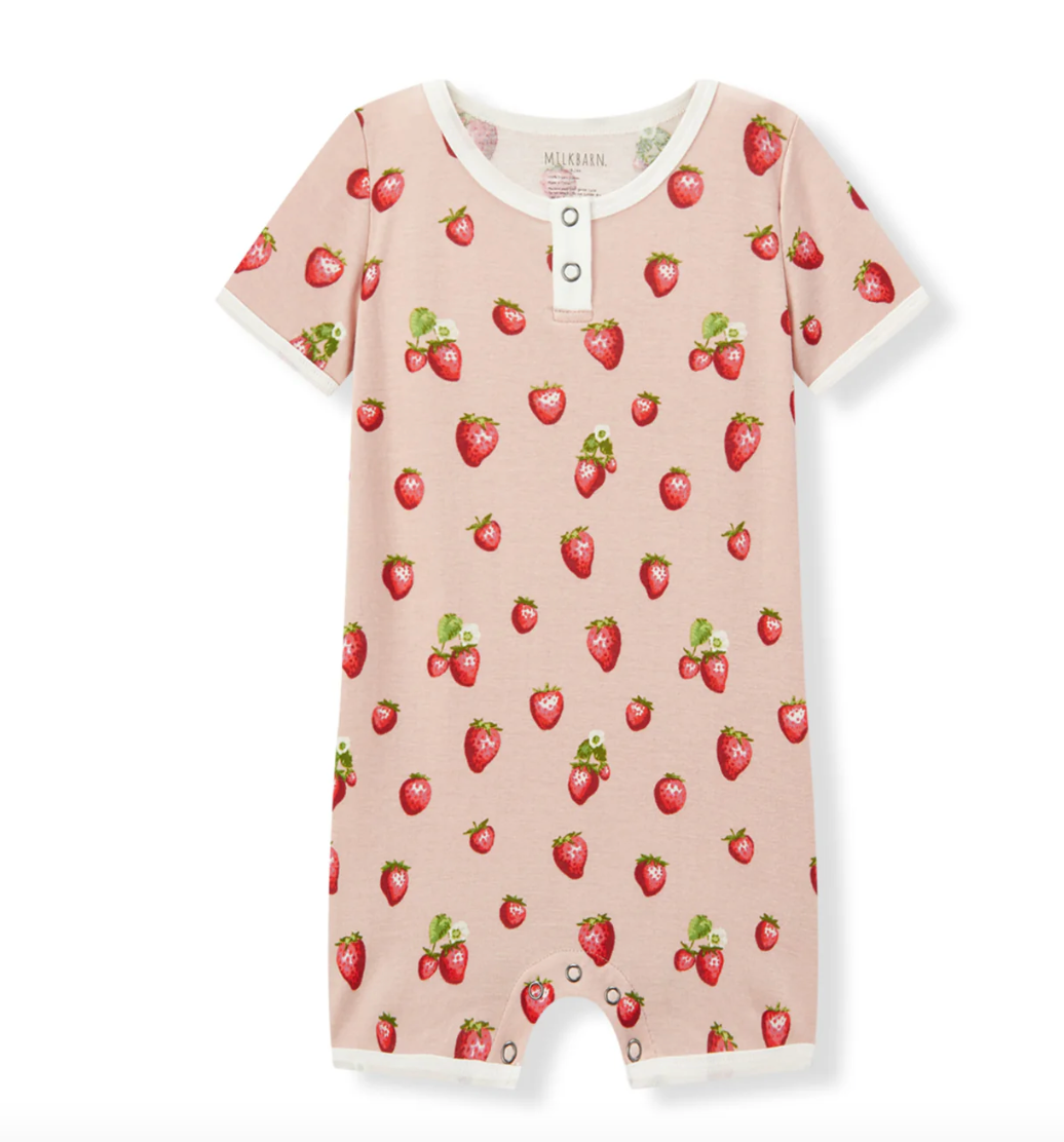 Organic Cotton Baby Shortall - Strawberry
