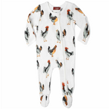 Organic Cotton Baby Zipper Footed Romper - Chicken