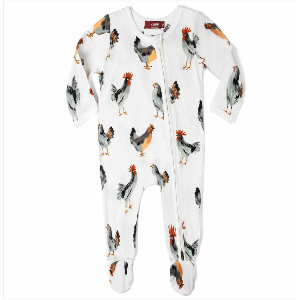 Organic Cotton Baby Zipper Footed Romper - Chicken