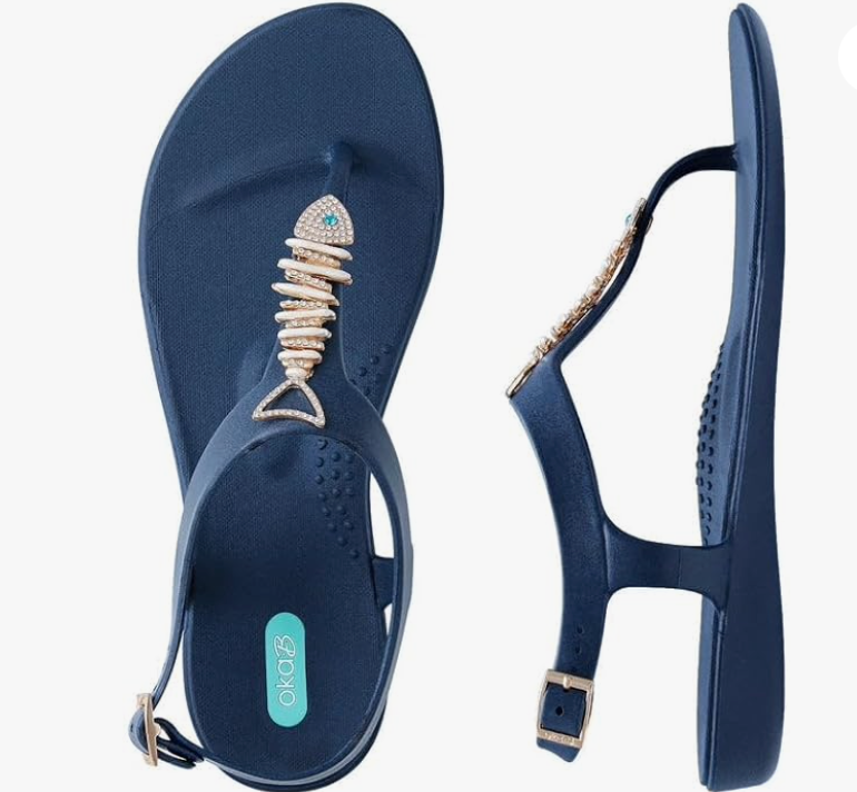Ariel Sandals w/ Fish & Ankle Strap by Oka B - Sapphire Navy