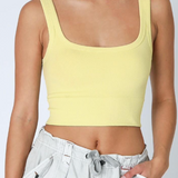 Chevron Ribbed Crop Top by NikiBiki - Pale Lemon