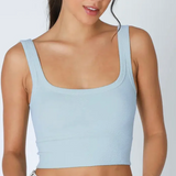 Chevron Ribbed Crop Top by NikiBiki - Breezy Blue