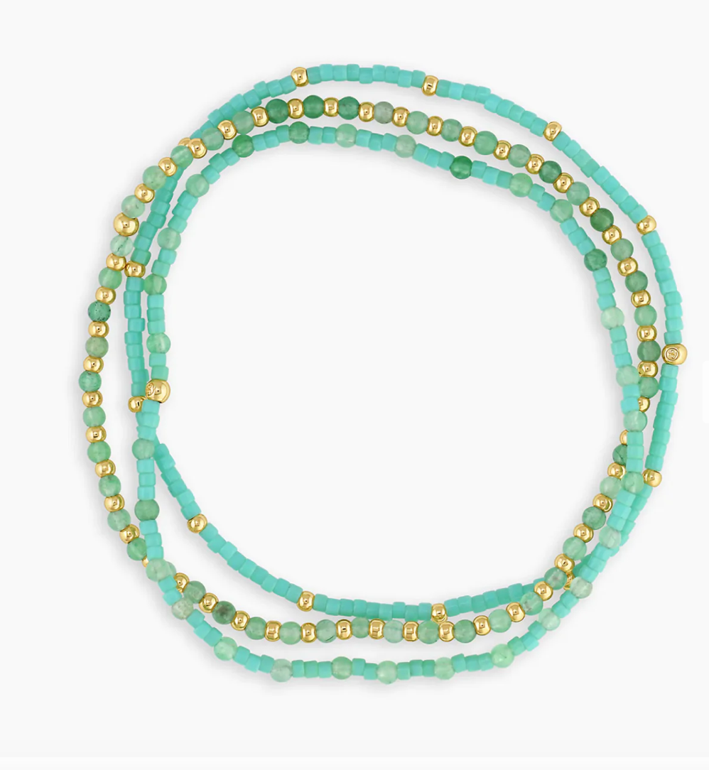 Poppy Gem Bracelet Set - Adventurine - by Gorjana