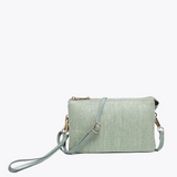 Riley Convertible Cross Body Purse, Wristlet or Clutch -  Micro Straw Teal