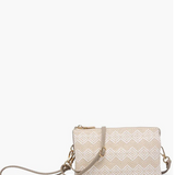 Riley Convertible Cross Body Purse, Wristlet or Clutch -  Beige Diamond