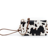 Riley Convertible Cross Body Purse, Wristlet or Clutch - Cow Print