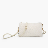 Riley Convertible Cross Body Purse, Wristlet or Clutch -  Sherpa Off White