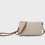 Riley Convertible Cross Body Purse, Wristlet or Clutch - Woven Straw Ivory