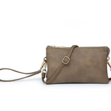Riley Convertible Cross Body Purse, Wristlet or Clutch - Grey Khaki