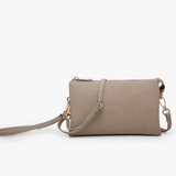 Riley Convertible Cross Body Purse, Wristlet or Clutch - Grey Taupe