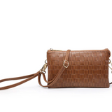 Riley Convertible Cross Body Purse, Wristlet or Clutch -  Woven Brown