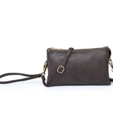 Riley Convertible Cross Body Purse, Wristlet or Clutch -  Coffee Brown