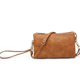 Riley Convertible Cross Body Purse, Wristlet or Clutch - Saddle Brown