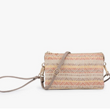 Riley Convertible Cross Body Purse, Wristlet or Clutch - Woven Straw Natural