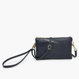 Riley Convertible Cross Body Purse, Wristlet or Clutch -  Navy Lizard