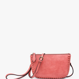 Bonnie Whipstitch Convertible Cross Body Purse, Wristlet or Clutch - Rasberry