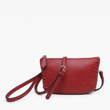 Bonnie Whipstitch Convertible Cross Body Purse, Wristlet or Clutch - Red