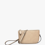 Bonnie Whipstitch Convertible Cross Body Purse, Wristlet or Clutch - Tan