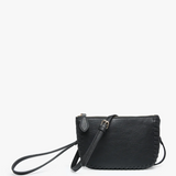 Bonnie Whipstitch Convertible Cross Body Purse, Wristlet or Clutch - Black