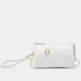 Riley Convertible Cross Body Purse, Wristlet or Clutch -  Sequin White
