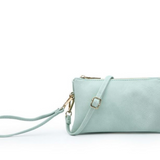 Riley Convertible Cross Body Purse, Wristlet or Clutch - Solid Color Sea Green O/S