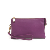 Riley Convertible Cross Body Purse, Wristlet or Clutch - Solid Color Purple O/S
