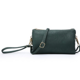 Riley Convertible Cross Body Purse, Wristlet or Clutch - Solid Color Hunter Green
