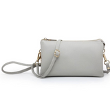 Riley Convertible Cross Body Purse, Wristlet or Clutch - Solid Color Gry O/S