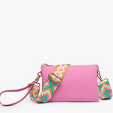 Izzy Cross Body Purse with Tribal Stripe - Pink / Mint