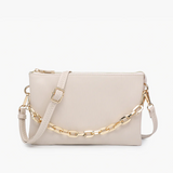 Izzy Cross Body Purse with Chain Strap - Beige