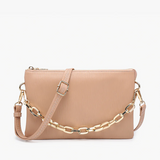 Izzy Cross Body Purse with Chain Strap - Brown