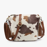 Dylan Cross Body Purse  -  Brown Cow Print