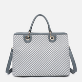Nancy Woven Faux Leather Tote - Grey