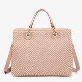 Nancy Woven Straw Tote -  Mauve Diamond