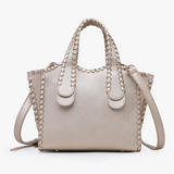 Marla Whipstitch Satchel Purse  -  Light Gold
