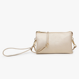 Convertible Cross Body Purse, Wristlet or Clutch - Metallic Gold