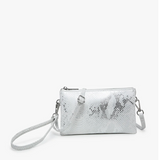 Convertible Cross Body Purse, Wristlet or Clutch - Grey Snakeskin