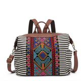Convertible Lexie Backpack w/ Tribal Detail- Black Tribal Stripe