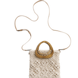 Vida Macrame Tote Bag w/ Vegan Leather Handles - Ivory