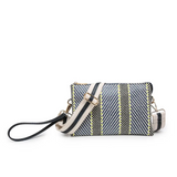 Izzy Cross Body Purse with Guitar Strap - Navy Blue Woven Stripe